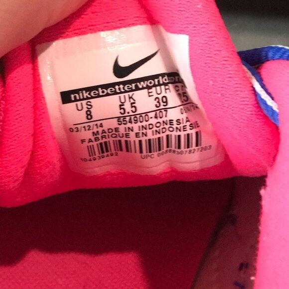 Nike Revolution 2 Blue/Pink Athletic Running Shoes 554900-407 Women’s Size 8 - Picture 11 of 12